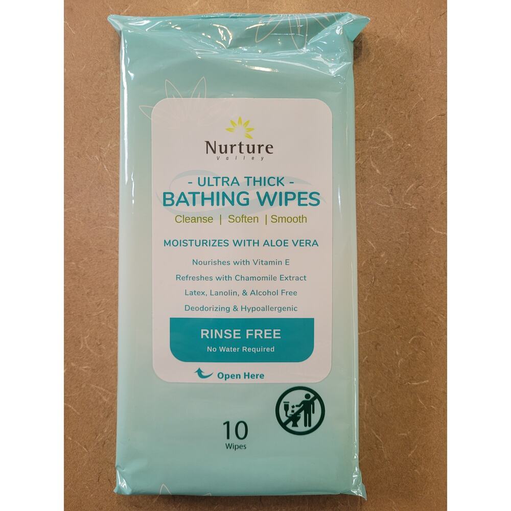 Nurture Valley Bathing Wipes Ultra Thick No Rinse 6 Packs/60ct